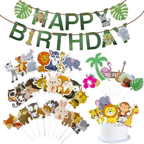 JNZLT 32 Stück Cupcake Topper, Kuchen Deko Geburtstag, Tortendeko Dschungel für Baby Shower Hochzeit Geburtstag Event Party Tiere Thema Party Dekoration JNZLT 32 Stück Cupcake Topper, Kuchen Deko Geburtstag, Tortendeko Dschungel für Baby Shower Hochzeit Geburtstag Event Party Tiere Thema Party Dekoration von JNZLT