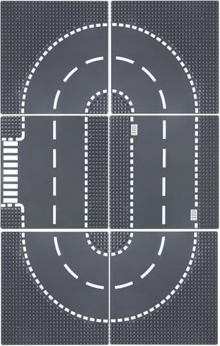 JNZong Straßengrundplatten zum Bauen, Straßengrundplatten, 100 % kompatibel mit allen großen Marken, Platten für Stadt-Sets (25,4 x 25,4 cm), 6 Stück von JNZong