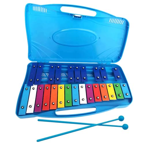 JOAASU 25 Note Sopran Chromatisches Glockenspiel, Noten Xylophon, Glockenspiel Xylophon, buntes Glockenspiel mit zwei Schlägeln, Musikaufklärungswerkzeug für Kinder, Jungen, Mädchen, Blau von JOAASU