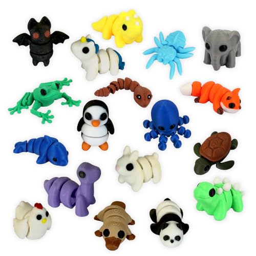JOAASU 18 Stück Mini 3D Gedruckte Tiere Spielzeug, Minis Tierfiguren, Mini 3D Gedruckte Tierfiguren, Tiere Figuren Set, Überraschung Tiere Spielzeug für Ostern, Kindertag, Geburtstag von JOAASU
