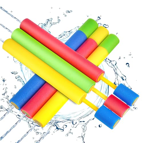 JOAASU 6 Stück Wasserpistolen für Kinder, Lange Wasserpistole Kinder, 4×30cm Bunte Schaumstoff Wasserspritzpistole, Schaumstoff Spritzpistole, Spritzpistole Wasser Schwimmbad Strand Outdoor JOAASU 6 Stück Wasserpistolen für Kinder, Lange Wasserpistole Kinder, 4×30cm Bunte Schaumstoff Wasserspritzpistole, Schaumstoff Spritzpistole, Spritzpistole Wasser Schwimmbad Strand Outdoor von JOAASU