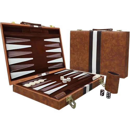 JOAASU Backgammon Set, 11" Backgammon Reise, Backgammons Koffer, Brettspiel mit Schachfiguren und Würfeln, für Erwachsene, Kinder, Camping-Enthusiasten und Reiseliebhaber (Braun) von JOAASU