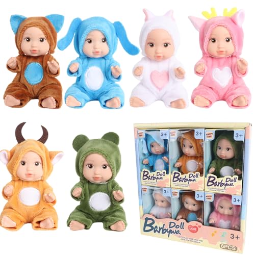 JOAASU Mini Reborn Puppen Set - 6 Stück Baby Puppen Mit Kleidung für Mädchen, Kleinkinder und Kinder von JOAASU