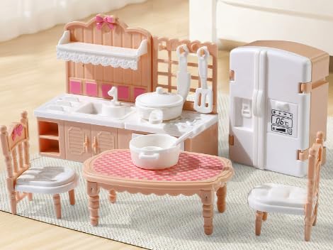 JOAASU Puppenhaus Möbel Set, 34 Teilige Puppenhaus Möbel, Zubehör Puppenhaus, Möbel für Minipuppen aus Kunststoff, Küchen und Wohnzimmer Set, Schlafzimmer und Badezimmer Set, Gelb JOAASU Puppenhaus Möbel Set, 34 Teilige Puppenhaus Möbel, Zubehör Puppenhaus, Möbel für Minipuppen aus Kunststoff, Küchen und Wohnzimmer Set, Schlafzimmer und Badezimmer Set, Gelb von JOAASU