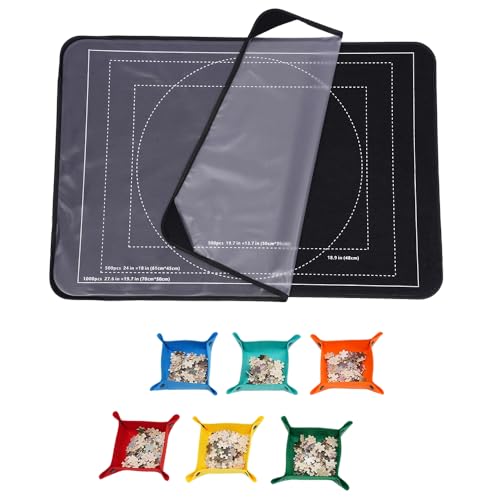 JONUIN 1000 Stück Jigsaw Puzzle Board, 31 x 21 Zoll Faltbares Puzzlebrett, Puzzlematte für 1000 Teile mit 6 Puzzle-Sortierschalen und 1 Klarer Abdeckung, Jigsaw Board für einfaches Bewegen und von JOAASU