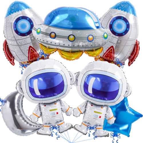 JOAOXOK Weltraum-Luftballons, großes Astronauten-Ballon-Set, 7-teilig, Party-Dekorationen, 94 cm, Astronauten-Ballon, Weltraum-Party-Dekorationen, Raketenballon-Set für Geburtstag JOAOXOK Weltraum-Luftballons, großes Astronauten-Ballon-Set, 7-teilig, Party-Dekorationen, 94 cm, Astronauten-Ballon, Weltraum-Party-Dekorationen, Raketenballon-Set für Geburtstag von JOAOXOK