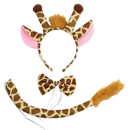 JOCXZI Giraffen Kostüm Set - 1 Satz Giraffe Haarreif, Fliege, Schwanz, Kinder Cosplay Party Zubehör, Tierkostüm Set, für Karneval, Halloween, Geburtstag, Weihnachten JOCXZI Giraffen Kostüm Set - 1 Satz Giraffe Haarreif, Fliege, Schwanz, Kinder Cosplay Party Zubehör, Tierkostüm Set, für Karneval, Halloween, Geburtstag, Weihnachten von JOCXZI