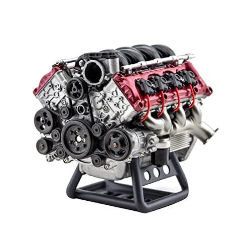 JOENI V8 Auto Engine Model Kit, Mini RC Simulation Dynamic MAD V8 Motor Bausatz Verbrennungsmotor Modell für AX90104 SCX10ⅡCapra VS4-10 Pro/Ultra Modellfahrzeug - KIT Version von JOENI
