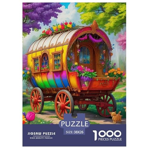 Colorful Flower Wagen 1000 Teile Puzzle Für Erwachsene Familien-Challenge-Spielzeuge Stressabbau-Puzzle Teamgeist Pflegen Für Die Ganze Familie, Geschenke Für Frauen, Geschenke Für Männer 38x26c von JOFHYYSIE