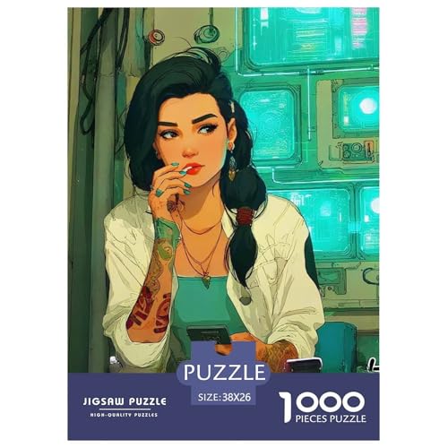 Cyberpunk 1000 Teile Puzzle Für Erwachsene Herausforderndes Spiel Stresslindernde Unterhaltung Teamgeist Pflegen Für Männer, Frauen, Ältere 38x26cm/1000pcs von JOFHYYSIE