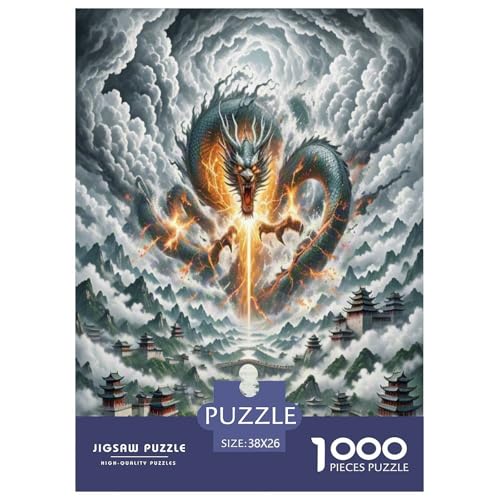 Der Drache 1000 Teile Puzzle Für Erwachsene Familien-Challenge-Spielzeuge Stressabbau-Puzzle Teamgeist Pflegen Für Männer, Frauen, Ältere 38x26cm/1000pcs von JOFHYYSIE