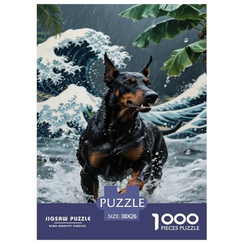 Doberman Pinscher 1000 Teile Puzzle Für Erwachsene Familien-Challenge-Spielzeuge Stresslindernde Unterhaltung Gedächtnis des Gehirns Trainieren Für Erwachsene Und Kinder Ab 14 Jahren 38x26cm/100 von JOFHYYSIE