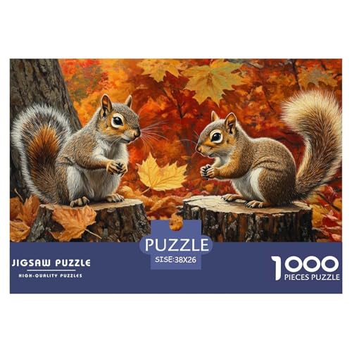 Eichhörnchen 1000 Pieces Jigsaw Puzzles for Adults EduKatzeional Games Stress Relieving Entertainment Cultivate The Spirit of Teamwork for Men, Women, Elders, Seniors 38x26cm/1000pcs von JOFHYYSIE