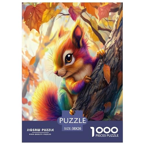 Eichhörnchen 1000 Teile Puzzle Für Erwachsene Familien-Challenge-Spielzeuge Stresslindernde Unterhaltung Teamgeist Pflegen Für Männer, Frauen, Ältere 38x26cm/1000pcs von JOFHYYSIE