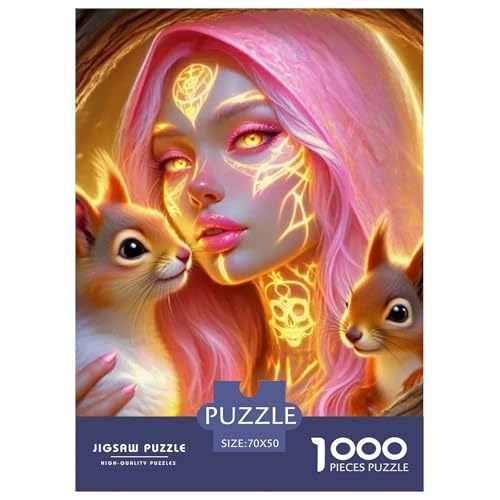 Eichhörnchen Fee 1000 Teile Puzzle Für Erwachsene Bildungspiele Stresslindernde Unterhaltung Gedächtnis des Gehirns Trainieren Für Erwachsene Und Kinder Ab 14 Jahren 70x50cm/1000pcs von JOFHYYSIE
