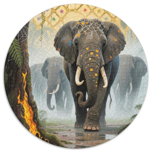 Elefanten 1000 Pieces Jigsaw Puzzles for Adults EduKatzeional Games Stress Relieving Entertainment Cultivate The Spirit of Teamwork for Adults and Kids, Age 12 Years Up 1000pcs (67.5x67.5cm) von JOFHYYSIE