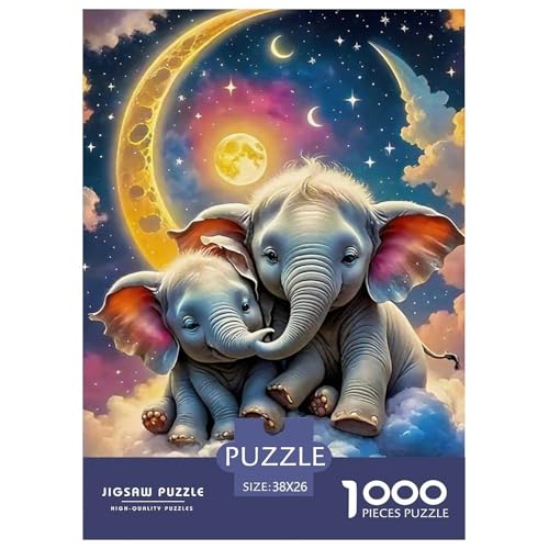 Elefanten 1000 Teile Puzzle Für Erwachsene Familien-Challenge-Spielzeuge Stressabbau-Puzzle Gedächtnis des Gehirns Trainieren Für Erwachsene Geschenke 38x26cm/1000pcs von JOFHYYSIE