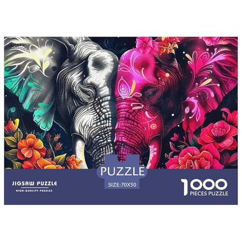 Elefanten 1000 Teile Puzzle Für Erwachsene Familien-Challenge-Spielzeuge Stresslindernde Unterhaltung Gedächtnis des Gehirns Trainieren Für Erwachsene Und Kinder Ab 14 Jahren 70x50cm/1000pcs von JOFHYYSIE
