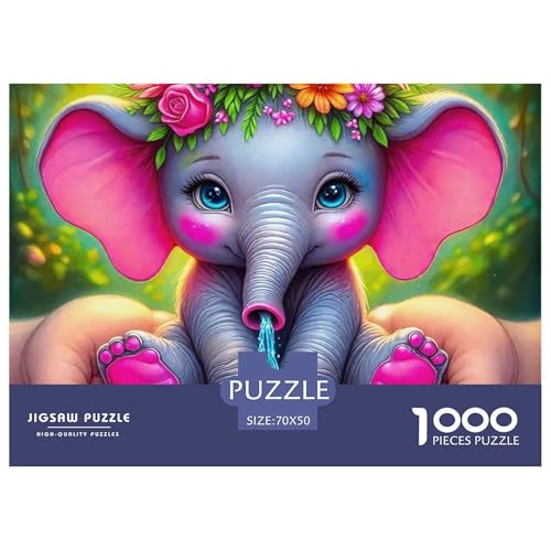 Elefanten 1000 Teile Puzzle Für Erwachsene Herausforderndes Spiel Stressabbau-Puzzle Gedächtnis des Gehirns Trainieren Für Erwachsene Und Kinder Ab 14 Jahren 70x50cm/1000pcs von JOFHYYSIE