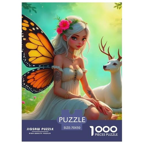 Fee Deer Illustration 1000 Teile Puzzle Für Erwachsene Herausforderndes Spiel Stressabbau-Puzzle Teamgeist Pflegen Für Erwachsene Geschenke 70x50cm/1000pcs von JOFHYYSIE