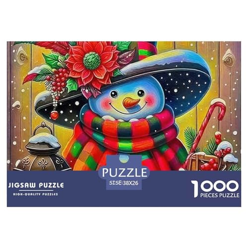 Festlicher Schneemann 1000 Teile Puzzle Für Erwachsene Bildungspiele Stressabbau-Puzzle Teamgeist Pflegen Für Erwachsene Und Kinder Ab 14 Jahren 38x26cm/1000pcs von JOFHYYSIE
