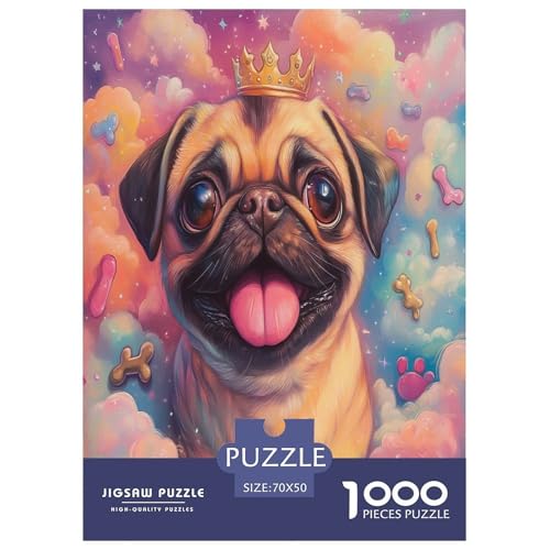 Französische Bulldogsge 1000 Teile Puzzle Für Erwachsene Bildungspiele Stressabbau-Puzzle Gedächtnis des Gehirns Trainieren Für Männer, Frauen, Ältere 70x50cm/1000pcs von JOFHYYSIE