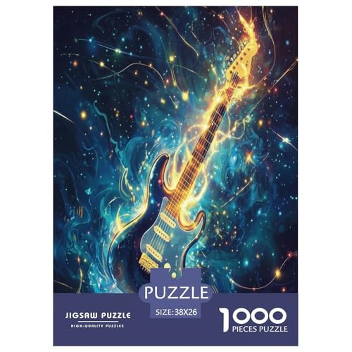 Gitarre 1000 Teile Puzzle Für Erwachsene Herausforderndes Spiel Stressabbau-Puzzle Gedächtnis des Gehirns Trainieren Für Die Ganze Familie, Geschenke Für Frauen, Geschenke Für Männer 38x26cm/100 von JOFHYYSIE