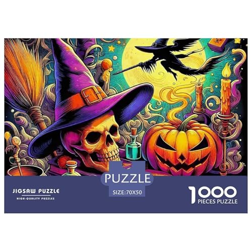 Halloween Hexe Skull 1000 Teile Puzzle Für Erwachsene Bildungspiele Stresslindernde Unterhaltung Gedächtnis des Gehirns Trainieren Für Erwachsene Und Kinder Ab 14 Jahren 70x50cm/1000pcs Halloween Hexe Skull 1000 Teile Puzzle Für Erwachsene Bildungspiele Stresslindernde Unterhaltung Gedächtnis des Gehirns Trainieren Für Erwachsene Und Kinder Ab 14 Jahren 70x50cm/1000pcs von JOFHYYSIE
