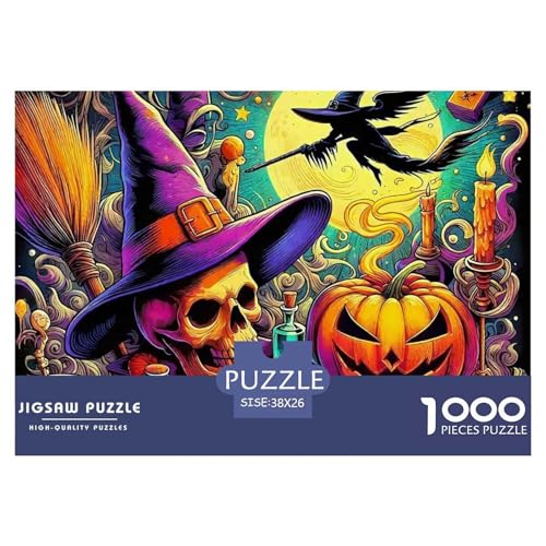 Halloween Hexe Skull 1000 Teile Puzzle Für Erwachsene Herausforderndes Spiel Stresslindernde Unterhaltung Gedächtnis des Gehirns Trainieren Für Männer, Frauen, Ältere 38x26cm/1000pcs Halloween Hexe Skull 1000 Teile Puzzle Für Erwachsene Herausforderndes Spiel Stresslindernde Unterhaltung Gedächtnis des Gehirns Trainieren Für Männer, Frauen, Ältere 38x26cm/1000pcs von JOFHYYSIE