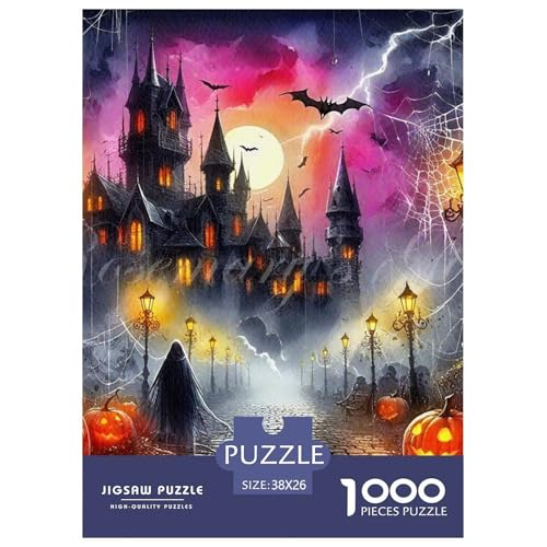 Halloween Schloss Szene 1000 Teile Puzzle Für Erwachsene Bildungspiele Stressabbau-Puzzle Gedächtnis des Gehirns Trainieren Für Erwachsene Und Kinder Ab 14 Jahren 38x26cm/1000pcs Halloween Schloss Szene 1000 Teile Puzzle Für Erwachsene Bildungspiele Stressabbau-Puzzle Gedächtnis des Gehirns Trainieren Für Erwachsene Und Kinder Ab 14 Jahren 38x26cm/1000pcs von JOFHYYSIE