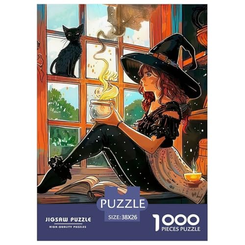 Hexenkatze 1000 Teile Puzzle Für Erwachsene Herausforderndes Spiel Stresslindernde Unterhaltung Gedächtnis des Gehirns Trainieren Für Die Ganze Familie, Geschenke Für Frauen, Geschenke Für Männe von JOFHYYSIE