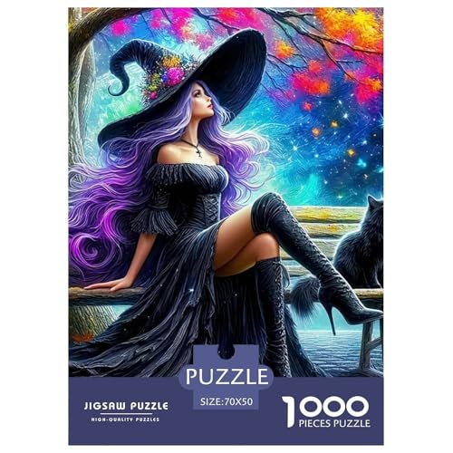Hexenkatze Illustration 1000 Teile Puzzle Für Erwachsene Bildungspiele Stressabbau-Puzzle Teamgeist Pflegen Für Die Ganze Familie, Geschenke Für Frauen, Geschenke Für Männer 70x50cm/1000pcs Hexenkatze Illustration 1000 Teile Puzzle Für Erwachsene Bildungspiele Stressabbau-Puzzle Teamgeist Pflegen Für Die Ganze Familie, Geschenke Für Frauen, Geschenke Für Männer 70x50cm/1000pcs von JOFHYYSIE