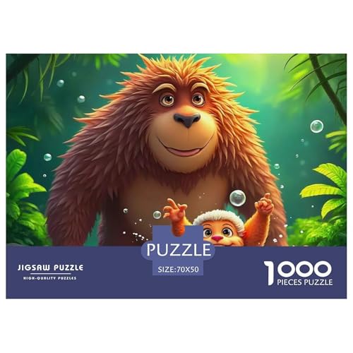 Jungle Ape Charakter 1000 Teile Puzzle Für Erwachsene Bildungspiele Stresslindernde Unterhaltung Teamgeist Pflegen Für Familien-Dekorationen 70x50cm/1000pcs von JOFHYYSIE