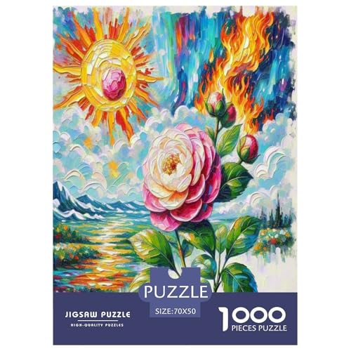 Kamellien 1000 Teile Puzzle Für Erwachsene Herausforderndes Spiel Stressabbau-Puzzle Gedächtnis des Gehirns Trainieren Für Männer, Frauen, Ältere 70x50cm/1000pcs von JOFHYYSIE
