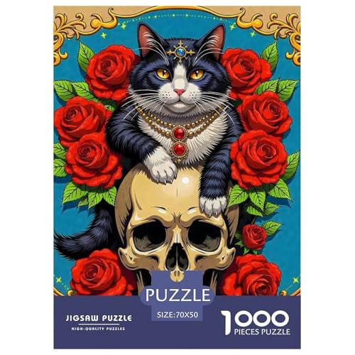 Katze Schädel Rosen 1000 Teile Puzzle Für Erwachsene Herausforderndes Spiel Stressabbau-Puzzle Gedächtnis des Gehirns Trainieren Für Die Ganze Familie, Geschenke Für Frauen, Geschenke Für Männer Katze Schädel Rosen 1000 Teile Puzzle Für Erwachsene Herausforderndes Spiel Stressabbau-Puzzle Gedächtnis des Gehirns Trainieren Für Die Ganze Familie, Geschenke Für Frauen, Geschenke Für Männer von JOFHYYSIE