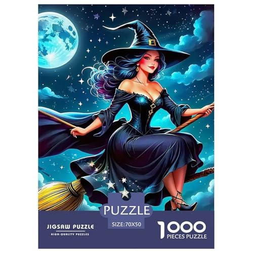 Moon Hexe 1000 Teile Puzzle Für Erwachsene Familien-Challenge-Spielzeuge Stresslindernde Unterhaltung Teamgeist Pflegen Für Männer, Frauen, Ältere 70x50cm/1000pcs Moon Hexe 1000 Teile Puzzle Für Erwachsene Familien-Challenge-Spielzeuge Stresslindernde Unterhaltung Teamgeist Pflegen Für Männer, Frauen, Ältere 70x50cm/1000pcs von JOFHYYSIE