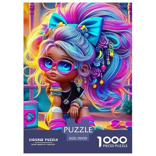 Neon Roller Mädchen 1000 Teile Puzzle Für Erwachsene Familien-Challenge-Spielzeuge Stresslindernde Unterhaltung Teamgeist Pflegen Für Familien-Dekorationen 70x50cm/1000pcs von JOFHYYSIE