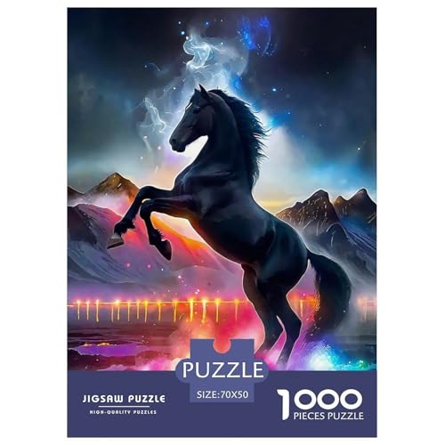 Pferd 1000 Teile Puzzle Für Erwachsene Bildungspiele Stressabbau-Puzzle Gedächtnis des Gehirns Trainieren Für Familien-Dekorationen 70x50cm/1000pcs von JOFHYYSIE