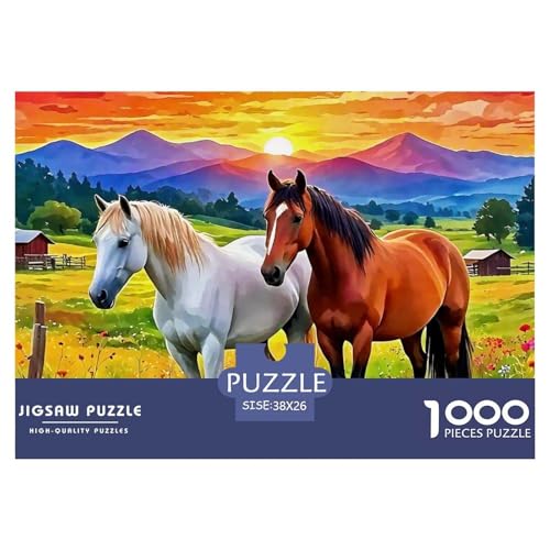 Pferd 1000 Teile Puzzle Für Erwachsene Bildungspiele Stresslindernde Unterhaltung Teamgeist Pflegen Für Familien-Dekorationen 38x26cm/1000pcs von JOFHYYSIE