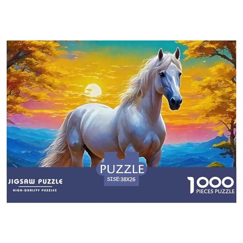 Pferd 1000 Teile Puzzle Für Erwachsene Familien-Challenge-Spielzeuge Stressabbau-Puzzle Gedächtnis des Gehirns Trainieren Für Männer, Frauen, Ältere 38x26cm/1000pcs von JOFHYYSIE