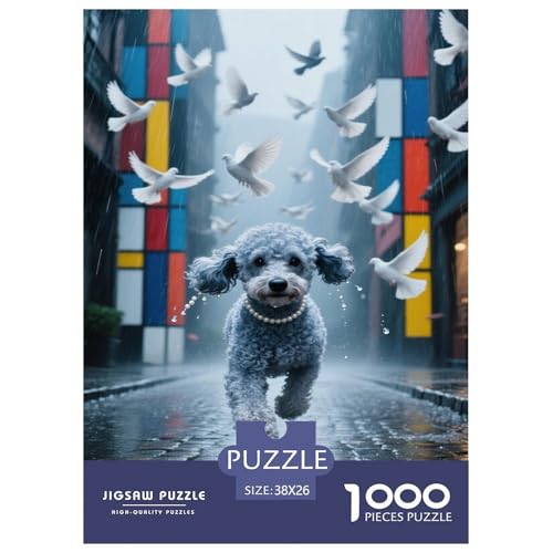 Poodle 1000 Teile Puzzle Für Erwachsene Bildungspiele Stresslindernde Unterhaltung Gedächtnis des Gehirns Trainieren Für Die Ganze Familie, Geschenke Für Frauen, Geschenke Für Männer 38x26cm/100 von JOFHYYSIE