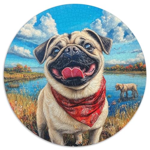 Pug 1000 Teile Puzzle Für Erwachsene Familien-Challenge Stresslindernde Unterhaltung Gedächtnis Trainieren Für Die Ganze Familie, Geschenke Für Frauen & Männer 1000pcs (67.5x67.5cm) von JOFHYYSIE