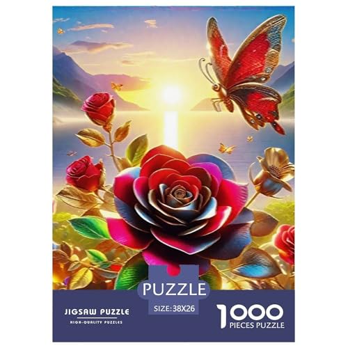 Rose 1000 Teile Puzzle Für Erwachsene Familien-Challenge-Spielzeuge Stresslindernde Unterhaltung Gedächtnis des Gehirns Trainieren Für Erwachsene Und Kinder Ab 14 Jahren 38x26cm/1000pcs von JOFHYYSIE