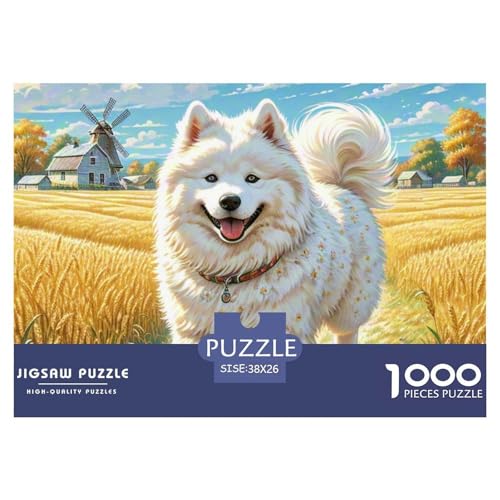 Samoyed Hund 1000 Piece Jigsaw Puzzle for Adults Family Challenge Toys Stress Relief Puzzle Cultivate The Spirit of Teamwork for The Whole for Women, Gifts for Men 38x26cm/1000pcs von JOFHYYSIE