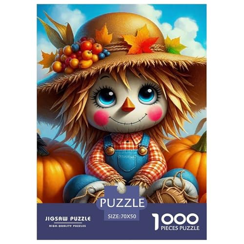 Scarecrow Kürbis 1000 Teile Puzzle Für Erwachsene Bildungspiele Stresslindernde Unterhaltung Gedächtnis des Gehirns Trainieren Für Familien-Dekorationen 70x50cm/1000pcs von JOFHYYSIE