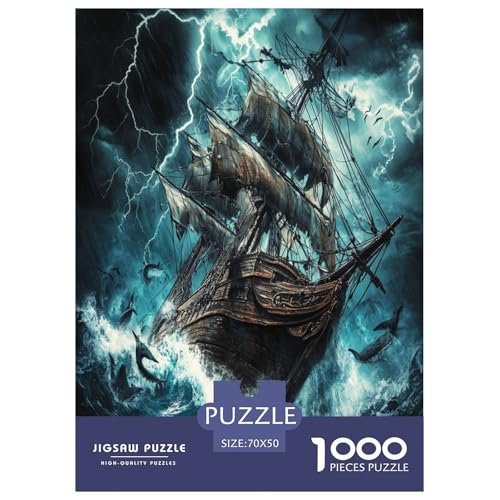 Segelboot 1000 Teile Puzzle Für Erwachsene Herausforderndes Spiel Stressabbau-Puzzle Teamgeist Pflegen Für Familien-DekoRatteionen 70x50cm/1000pcs von JOFHYYSIE