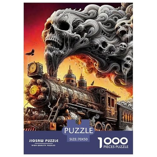 Skull Train Kunstwerk 1000 Teile Puzzle Für Erwachsene Herausforderndes Spiel Stresslindernde Unterhaltung Gedächtnis des Gehirns Trainieren Für Die Ganze Familie, Geschenke Für Frauen, Geschenk von JOFHYYSIE