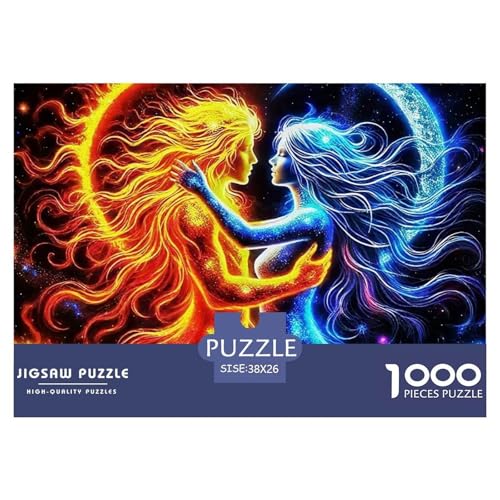 Sonne und Mond 1000 Teile Puzzle Für Erwachsene Bildungspiele Stresslindernde Unterhaltung Gedächtnis des Gehirns Trainieren Für Erwachsene Und Kinder Ab 14 Jahren 38x26cm/1000pcs von JOFHYYSIE