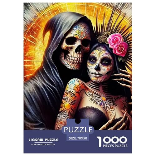 Zucker Schädel Couple 1000 Teile Puzzle Für Erwachsene Herausforderndes Spiel Stresslindernde Unterhaltung Gedächtnis des Gehirns Trainieren Für Männer, Frauen, Ältere 70x50cm/1000pcs Zucker Schädel Couple 1000 Teile Puzzle Für Erwachsene Herausforderndes Spiel Stresslindernde Unterhaltung Gedächtnis des Gehirns Trainieren Für Männer, Frauen, Ältere 70x50cm/1000pcs von JOFHYYSIE