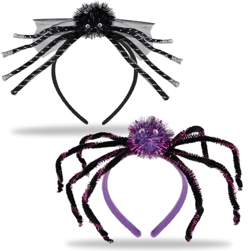 JOFONY 2 Stück Halloween Stirnband,Lila Schwarz Spinnen Haarreifen,Kostüm Zubehör Kopfschmuck für Karneval Party Cosplay Kostüm Maskerade JOFONY 2 Stück Halloween Stirnband,Lila Schwarz Spinnen Haarreifen,Kostüm Zubehör Kopfschmuck für Karneval Party Cosplay Kostüm Maskerade von JOFONY